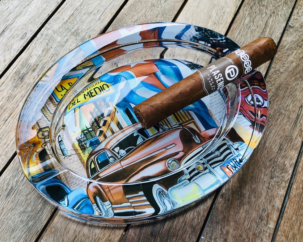 Ashtray Cigar Glass Oval Cuba Car