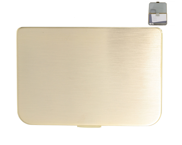 Business Card Holder Pearl Gold/Satin With Mirror