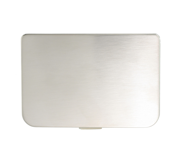 Business Card Holder Pearl Silver/Satin With Mirror
