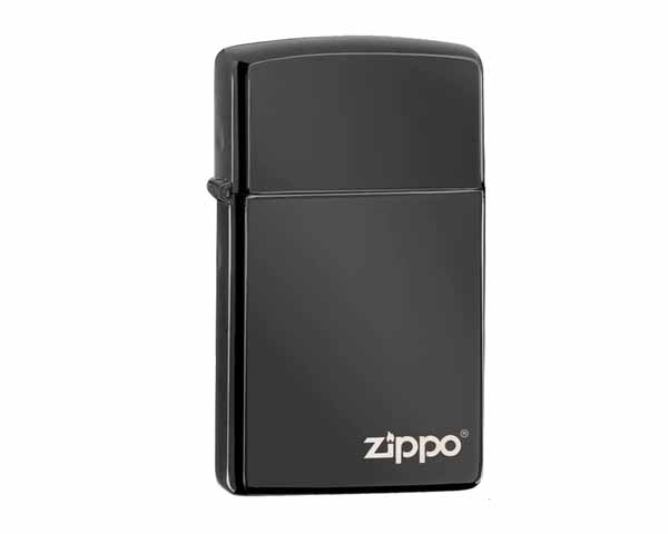 Aansteker Zippo Ebony with Zippo Logo Slim