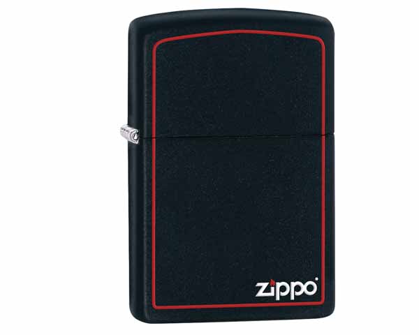 Briquet Zippo Black Matte Red Border with  Zippo Logo 