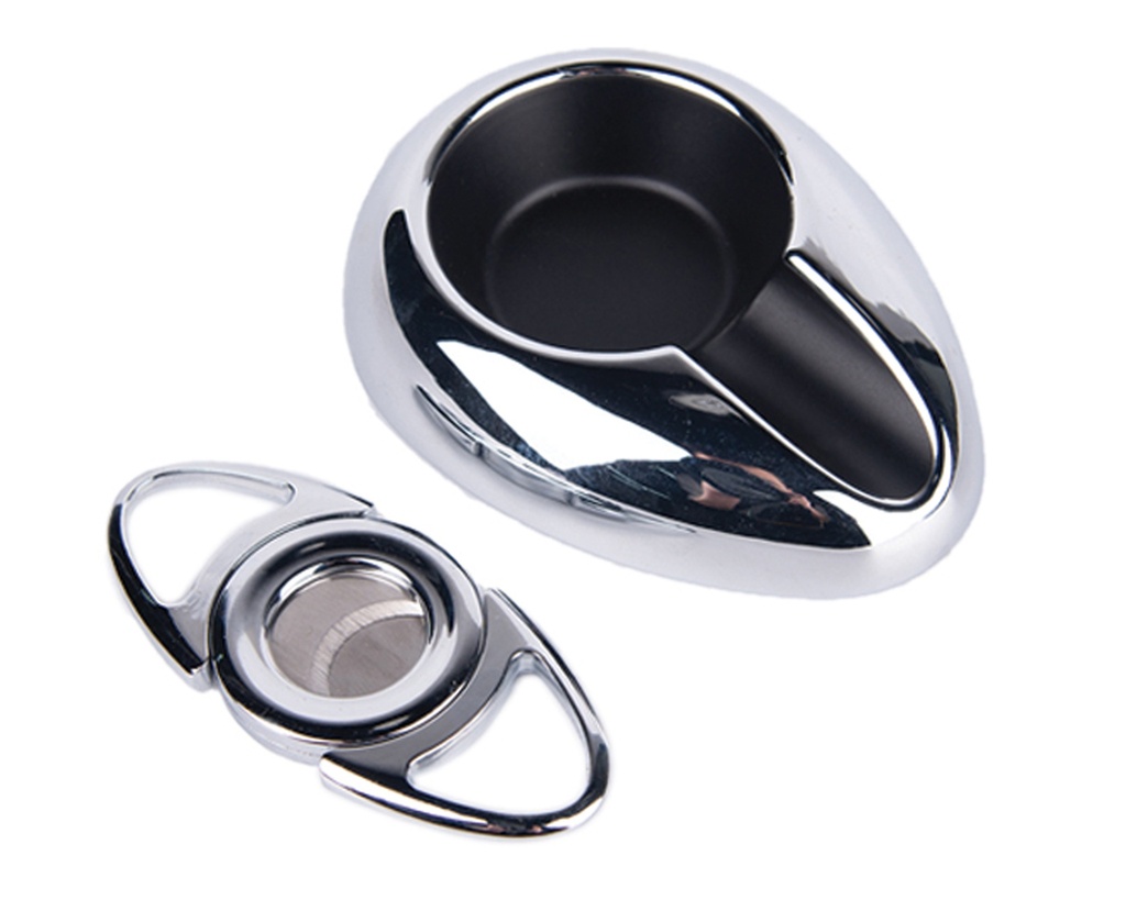 Cigar Cutter Cig'R Set + Ashtray Chrome 22mm
