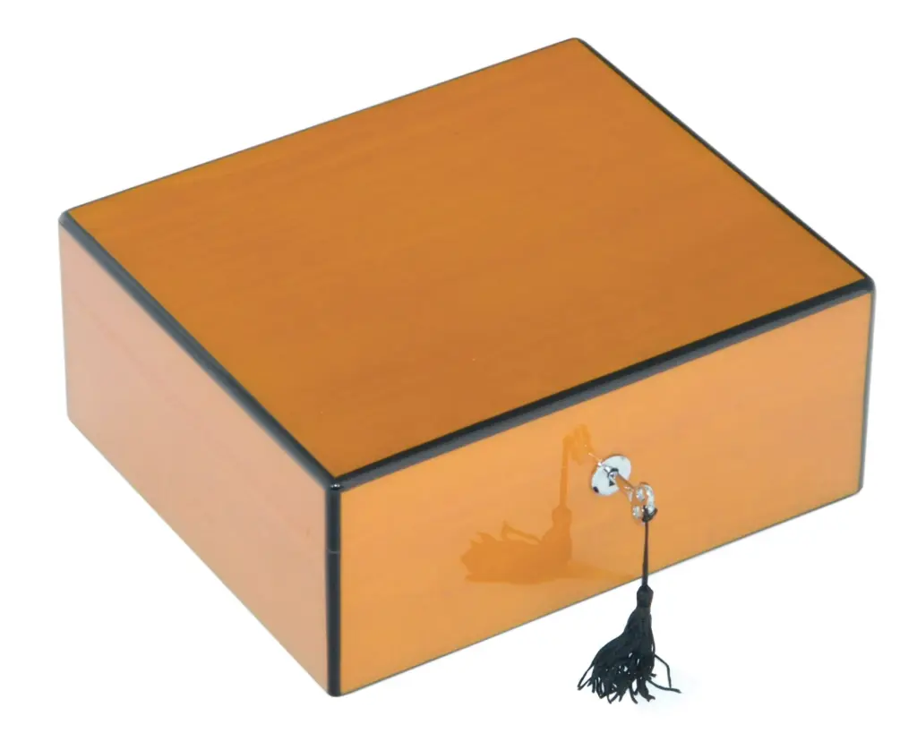 Humidor Lubinski Jaune Ocre Haute Brillance - 50 Cigares