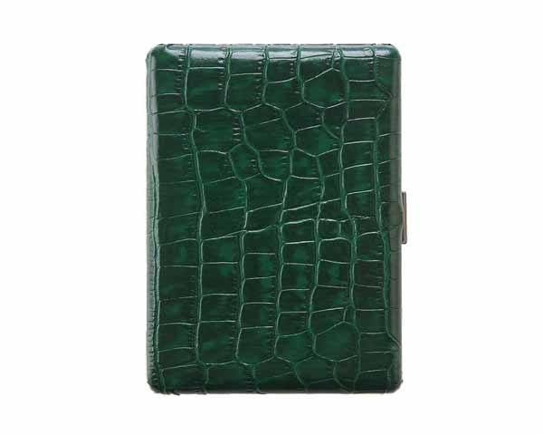 Cigarette Case Pearl Leather Croco Green 9sks