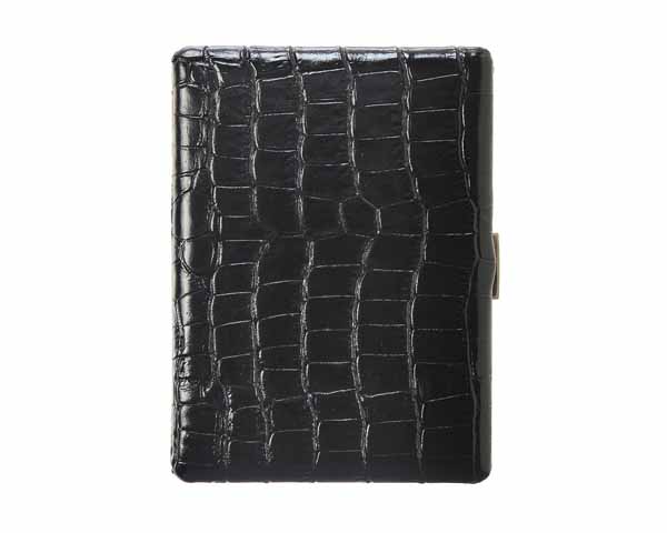 Cigarette Case Pearl Leather Croco Black 9sks