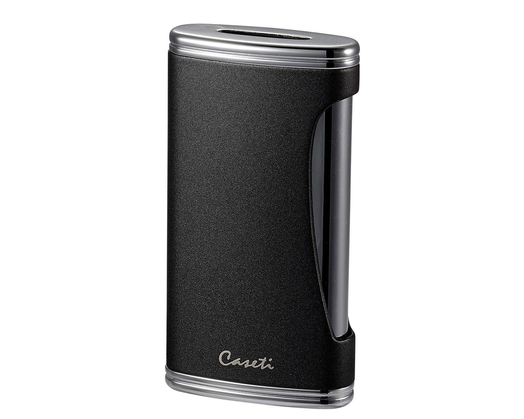 Lighter Caseti Wide Flat Flame Chrome Black Matt