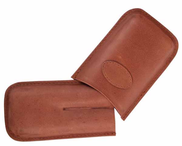 Cigar Pouch Leather Brown 2 Robusto