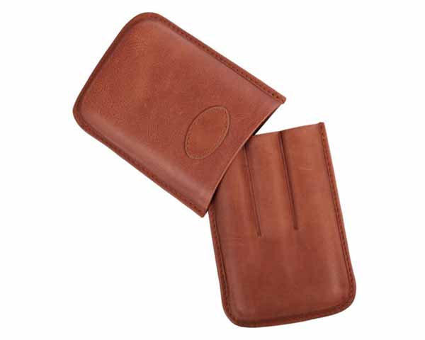 Cigar Pouch Leather Brown 3 Robusto