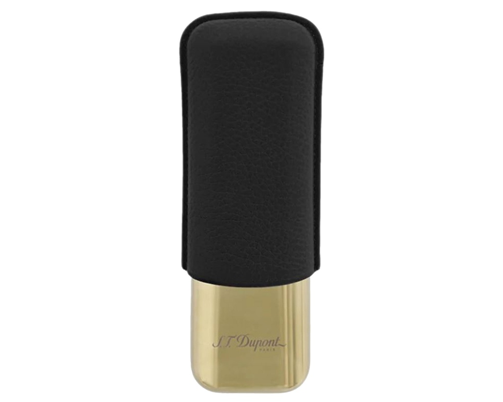 Etui Cigare Dupont Noir Grain/Or 2 Cigares