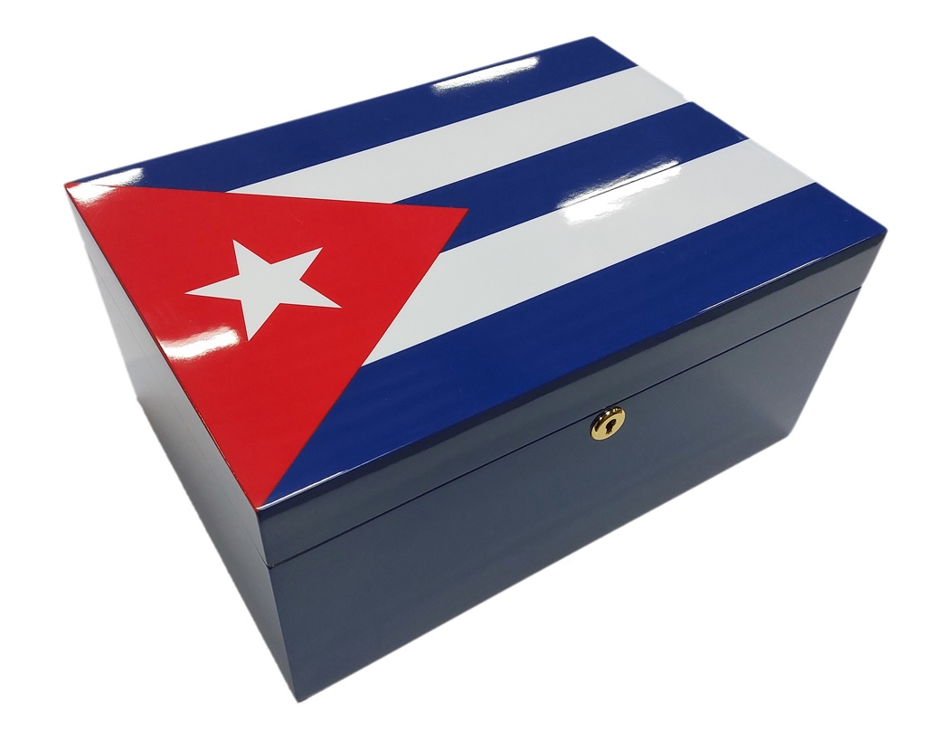Humidor Cuban Flag HG Blue 100 Cigars 