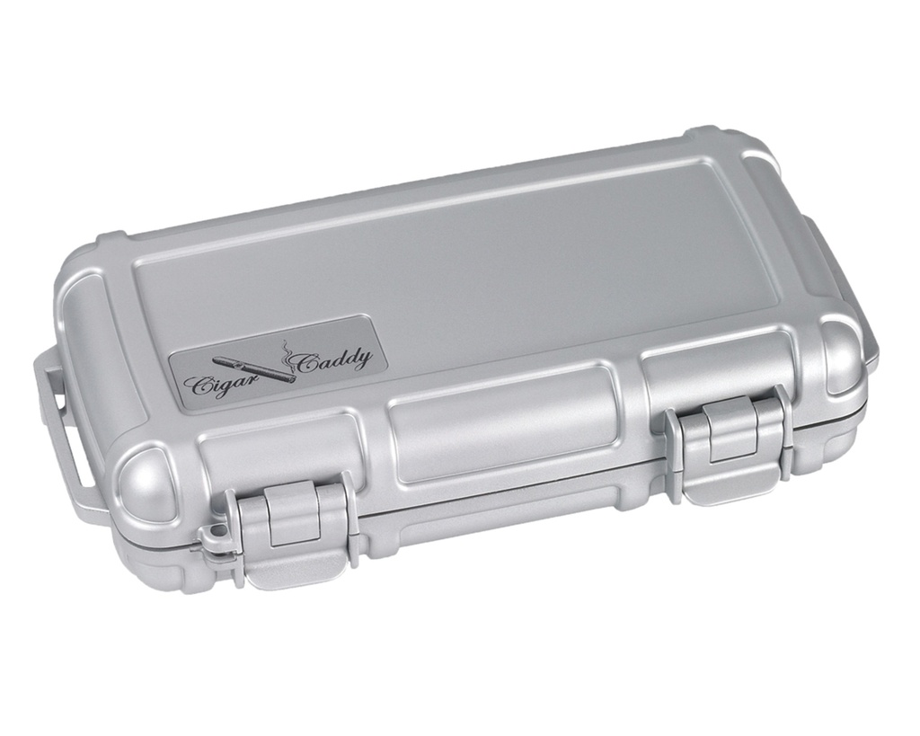 Travel Humidor Cigar Caddy Silver 5 Cigars