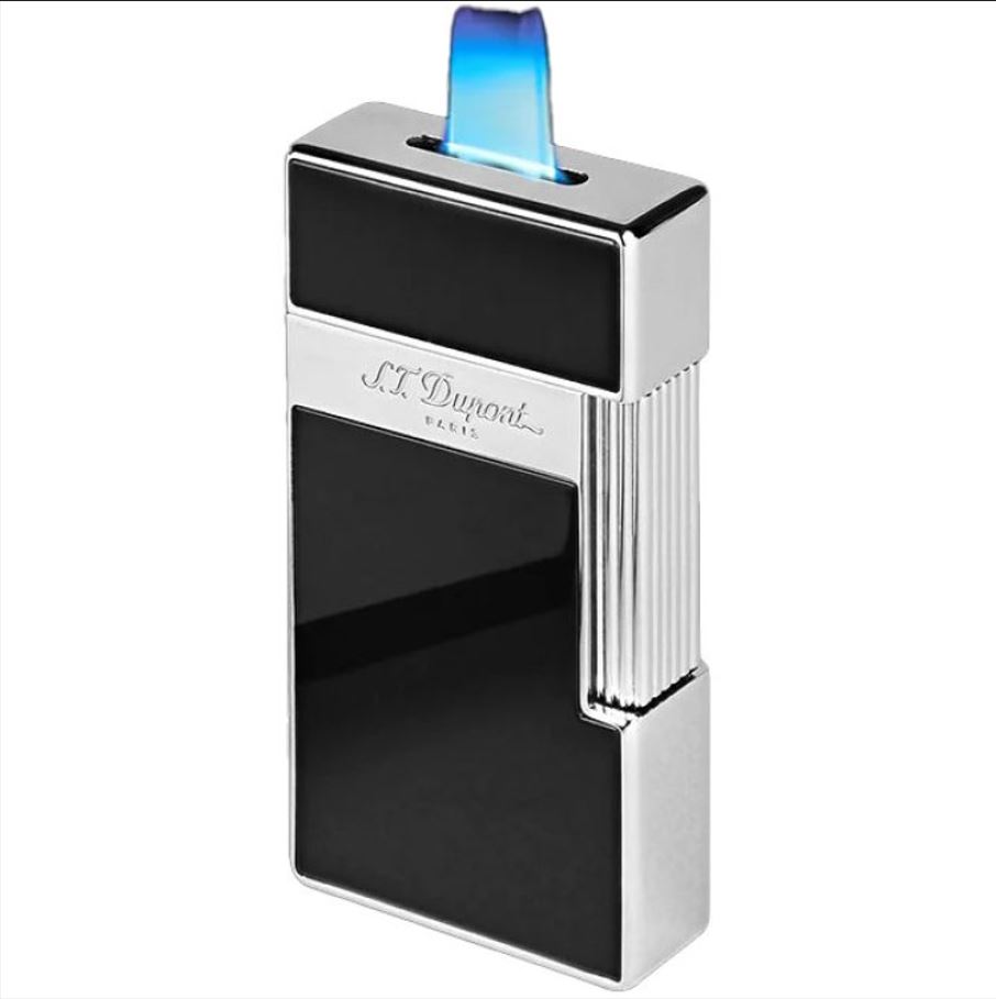 Aansteker Dupont Biggy Zwart Lak Chrome