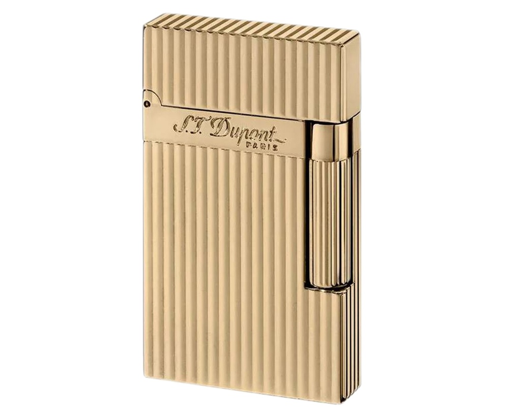 Briquet Dupont Ligne 2 Lignes Verticales Jaune Doré