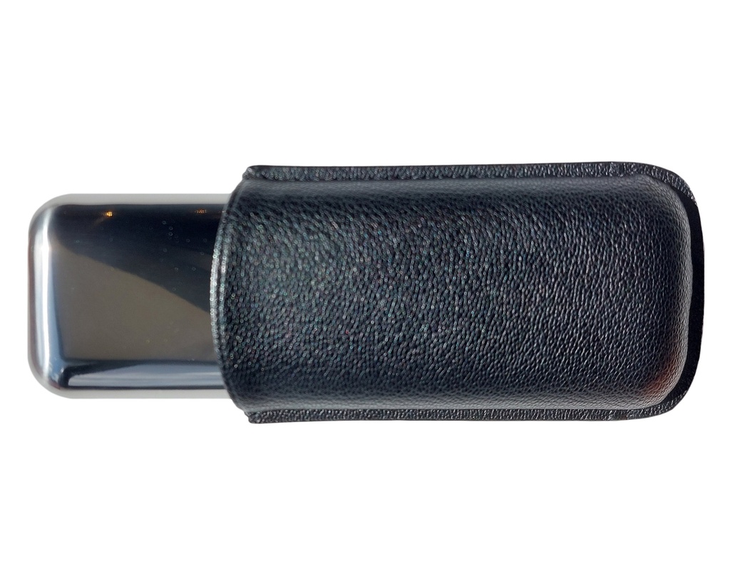 Cigar Pouch Leather/Metal 2 Cig R60 152mm Black