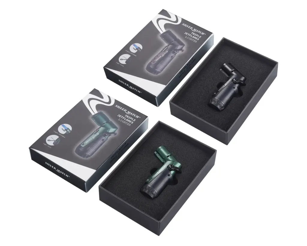 Briquet Silver Match Skopje Triple Jetflame Cigar Tools