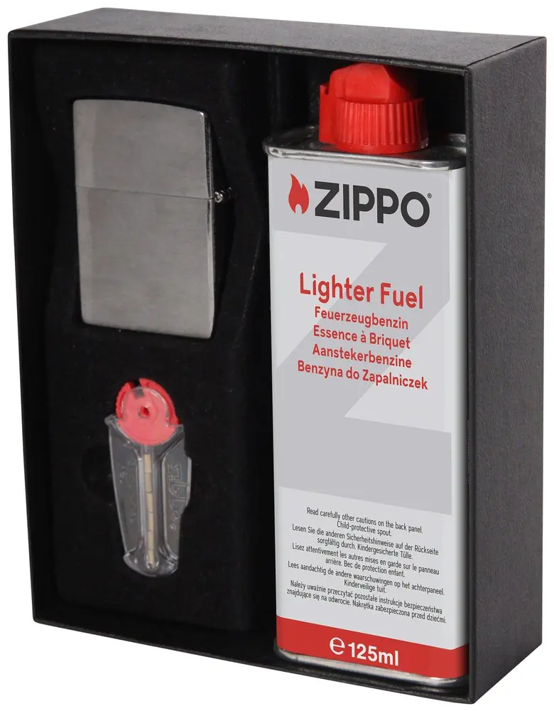 Gift Set Zippo Chrome Brush + Benzine + Flint