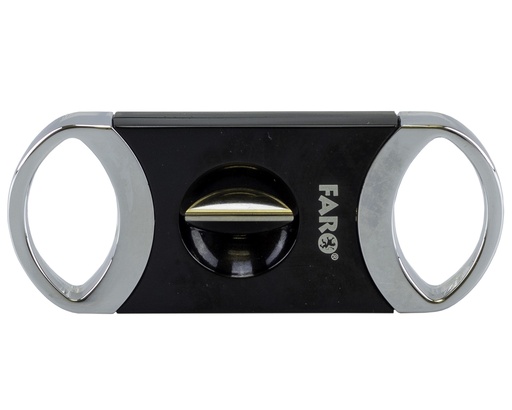 [02042] Cigar Cutter Faro V-Cut Silver Dark Black