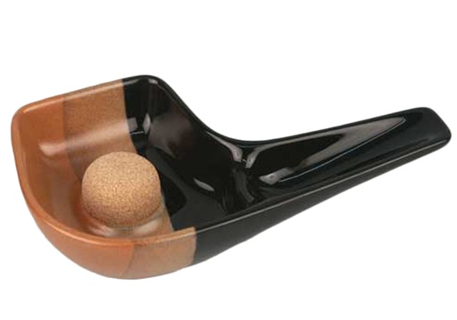 [520202] Ashtray Pipe Ceramic Pipo Black/Brown