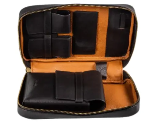 [560031] Etui Sigaar Passatore Leder Zwart 5 Stuks