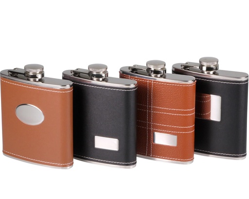 [725670] Hip Flask Cool Black Brown Ass 6oz