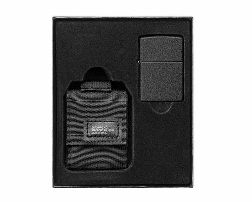 [60005678] Gift Set Zippo Molle Etui Zwart en Aansteker Zippo Black Crackle