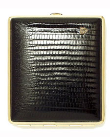 [520GLE01] Cigarette Pouch VH 520 Leather Gold Lezard Black 18ks
