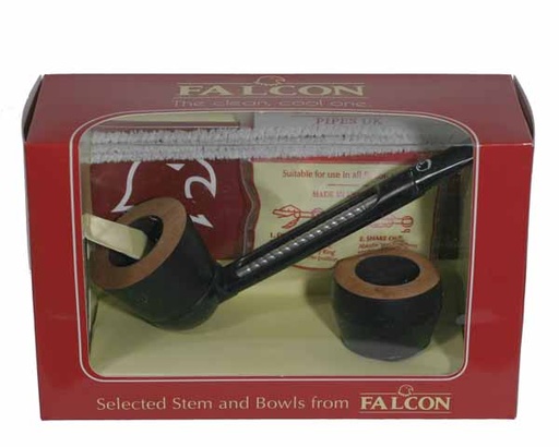 [PFA003003] Pijp Falcon Ebony 2 Bowls Recht
