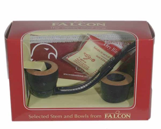 [PFA003004] Pipe Falcon Bent 2 Bowls Ebony