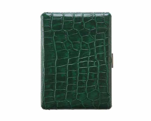 [10442750] Cigarette Case Pearl Leather Croco Green 9sks