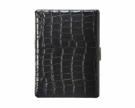 [10442710] Cigarette Case Pearl Leather Croco Black 9sks