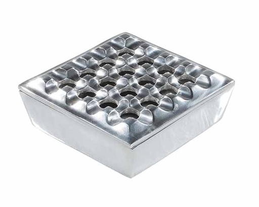 [9466] Ashtray cigare Square Grid Polished Aluminium