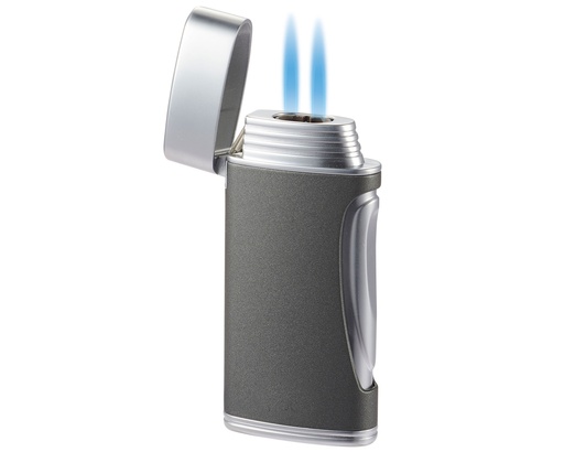 [CA5834] Briquet Caseti Double Jet Chrome Gris Matte