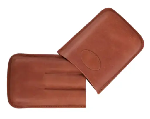 [09241] Etui Sigaar Leder Bruin 3 Robusto