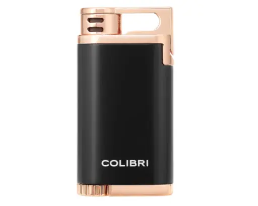 [LI200C12] Lighter Colibri Belmont Single Jet Black/Rose
