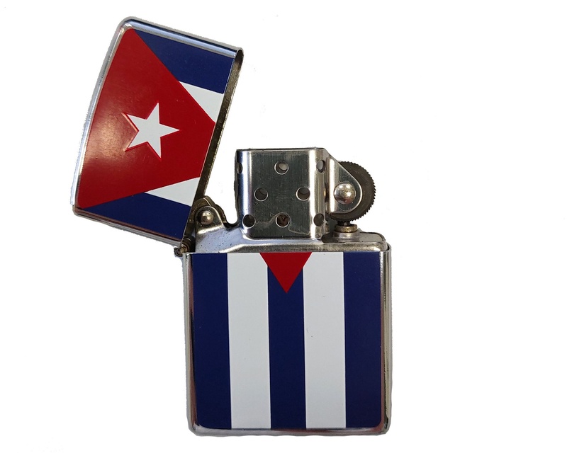 [5021] Lighter Petrol Chrome Cuban Flag