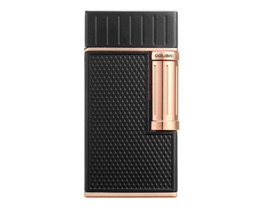 [LI221C22] Briquet Colibri Julius Double Soft Flame Noir/Doré Rose 