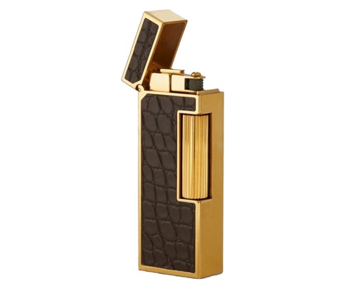 [DU24FRR6105201] Briquet Dunhill Rollagas Alligator Brun