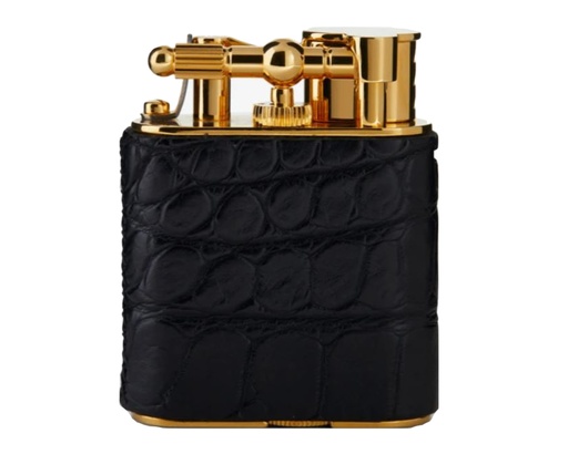 [DU24FRT6102001] Lighter Dunhill Unique Turbo Alligator Black Gold Plated