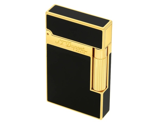 [016884] Briquet Dupont Ligne 2 Noir Laque Doré