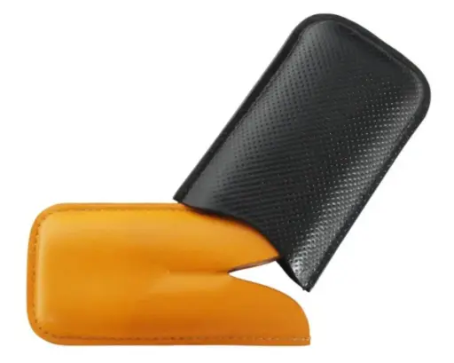 [09279] Cigar Pouch Leather Black/Yellow 2 Robusto 130 R52