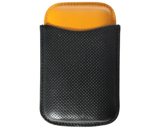 [09280] Cigar Pouch Leather Black/Yellow 3 Robusto 130 R52