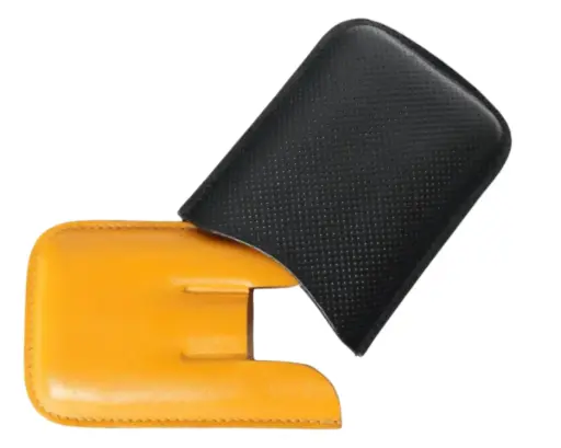 [09280] Cigar Pouch Leather Black/Yellow 3 Robusto 130 R52