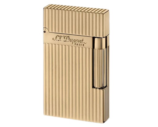 [016827] Briquet Dupont Ligne 2 Lignes Verticales Jaune Doré