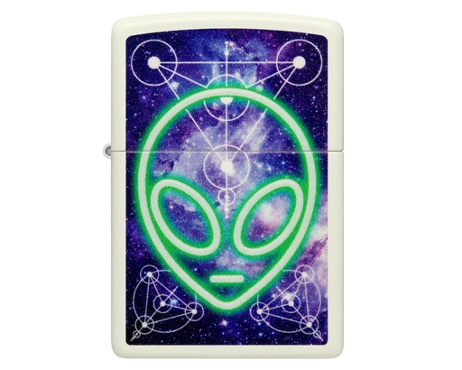 [60007220] Briquet Zippo Alien Design Color in The Dark Green