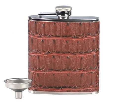 [Y242] Flacon Lubinski Croco Brun avec Entonnoir 6oz