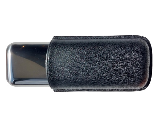 [SK4077BLK] Cigar Pouch Leather/Metal 2 Cig R60 152mm Black