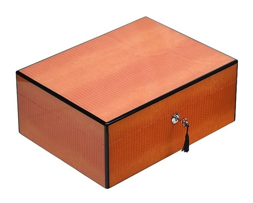 [Q44902] Humidor Lubinski Orange Lezard - 50 Cigares