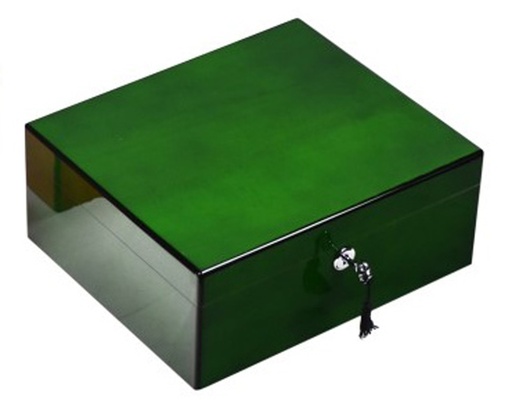[Q44506] Humidor Lubinski Green High Polish - 50 Cigars