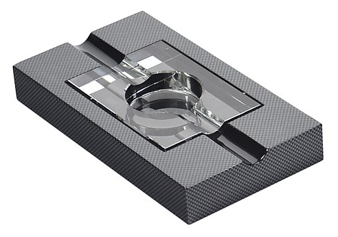[E44040] Asbak Sigaar Lubinski Carbon/Kristal