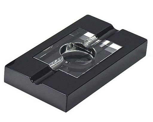 [E44050] Cendrier Lubinski Noir Haute Brillance/Crystal